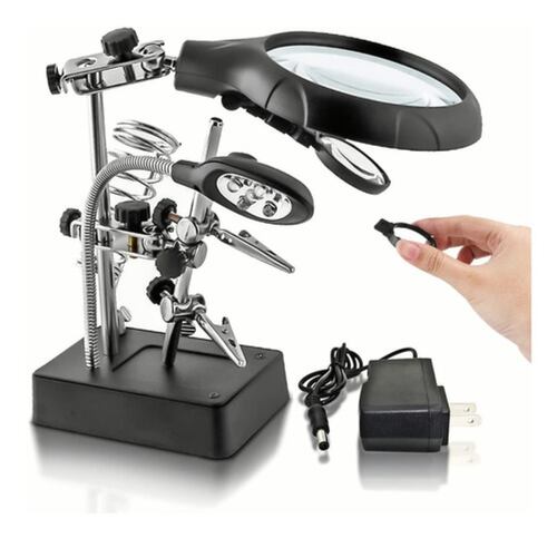 Lupa Con Luz Led Pinza Base Para Cautin