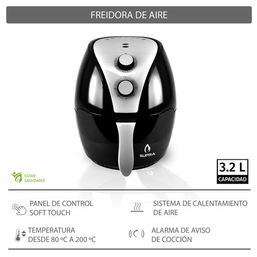 Freidora De Aire 3.2 Litros SUPRAFRYER 3.2 Freidora Eléctrica Multifuncional Supra