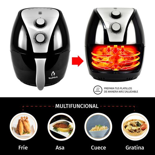 Freidora De Aire 3.2 Litros SUPRAFRYER 3.2 Freidora Eléctrica Multifuncional Supra