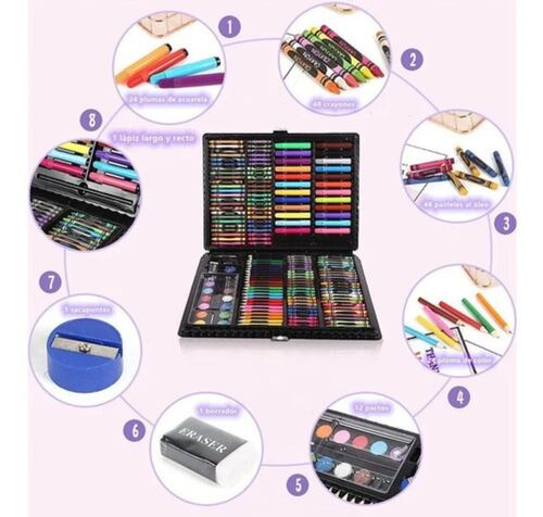 Kit de  Marcadores Lapices Dibujo 168 Colores