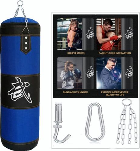 Saco De Boxeo Profesional De Gran Capacidad De 120 Cm, Azul