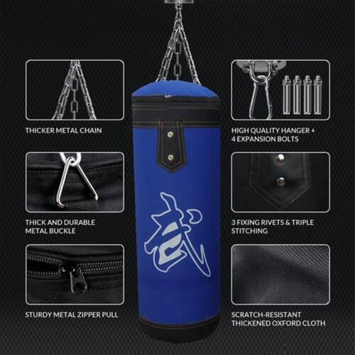 Saco De Boxeo Profesional De Gran Capacidad De 120 Cm, Azul