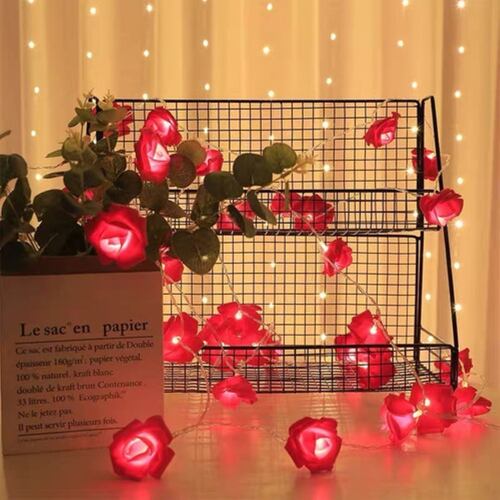 Cadena De Luz Decorativa Led Flor Rosas Rojas