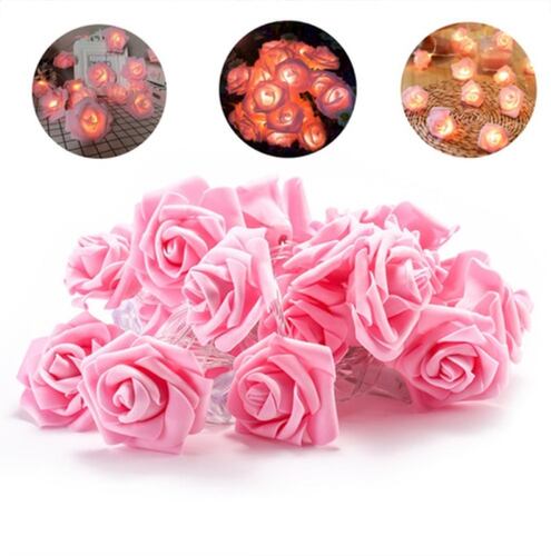 Cadena De Luz Decorativa Led Flor Rosas Rosas