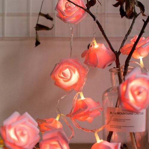 Cadena De Luz Decorativa Led Flor Rosas Rosas
