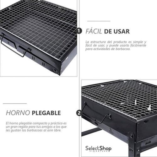 Asador Parrilla  De Carbón Para Bbq Portátil Color Negro 