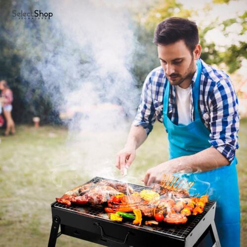 Asador Parrilla  De Carbón Para Bbq Portátil Color Negro 
