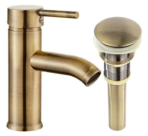 Mezcladora Monomando Para Lavabo Y Contra Canasta Dorado