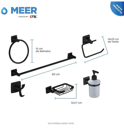 Accesorios completos Para Baño incluye Mezcladora Para Lavabo (Negro Mate) El Kit más completo para tu baño.