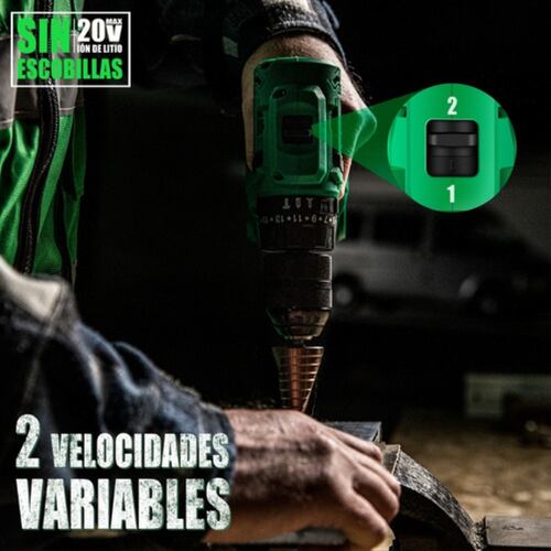 Taladro Rotomartillo Sin Carbones Inalámbrico 20v 2baterías Verde