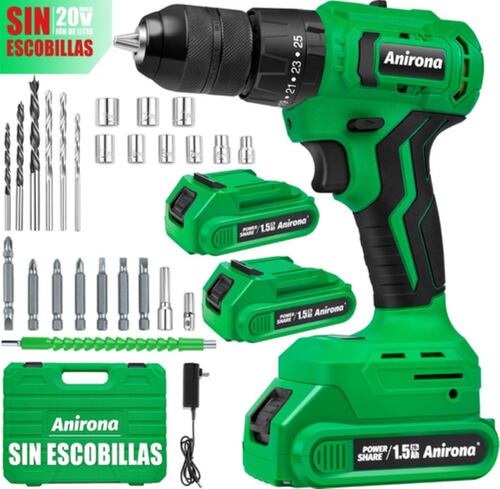 Taladro Rotomartillo Sin Carbones Inalámbrico 20v 2baterías Verde