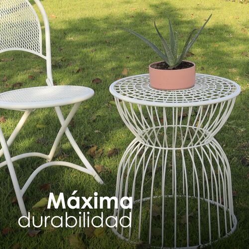 Mesa De Centro Para Exteriores, Jardín De Metal Tipo Jaula