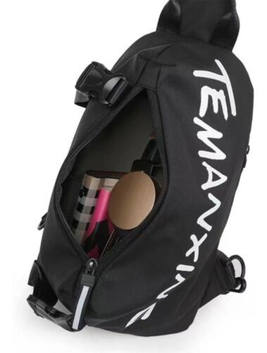 Mochila De Pecho Bolso De Hombro De Tela Oxford Negra