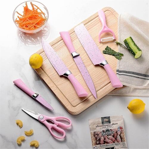 Juego de Cuchillos Acero Inoxidable 6ps Rosa 