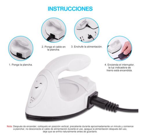 Mini Plancha para Ropa y Calcomanias Blanco 
