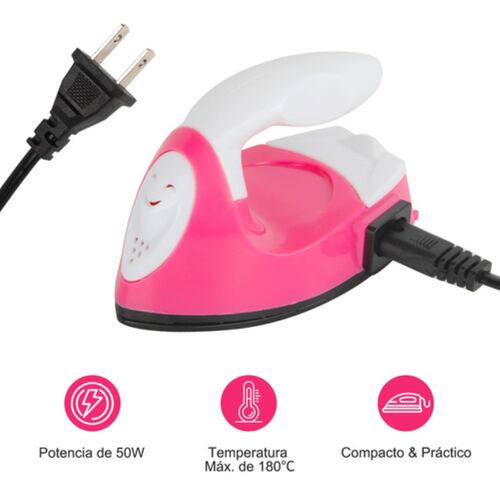 Mini Plancha para Ropa y Calcomanias Rosa
