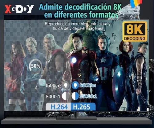 Proyector  Led Android Wifi 8k Full Hd 1080p 8000lumens Blanco