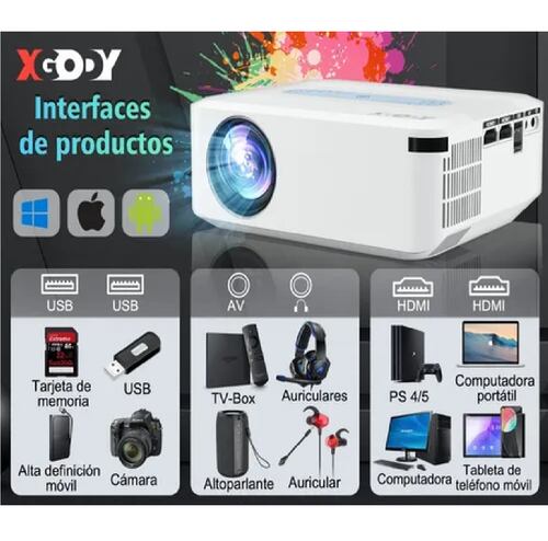 Proyector  Led Android Wifi 8k Full Hd 1080p 8000lumens Blanco