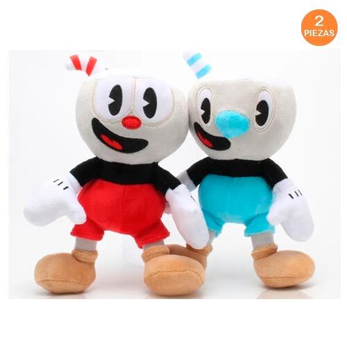 Cup Head Mugman Muñeco De Peluche De Niños 25cm. 2pzs.