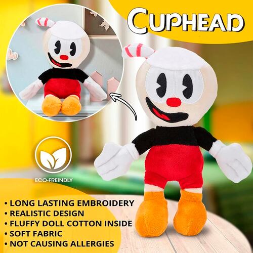 Cup Head Mugman Muñeco De Peluche De Niños 25cm. 2pzs.
