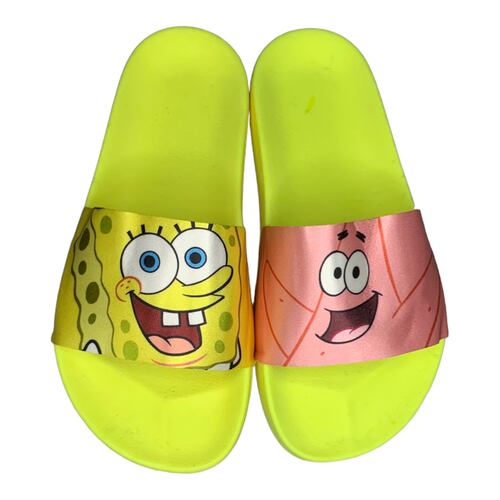 SANDALIAS CASUALES TIPO SLIDE UNISEX DISEÑO BOB ESPONJA, PATRICIO, ARENITA.