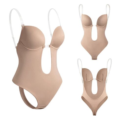 Brasier Bodysuit Escote Profundo U-pluge Sin Espalda