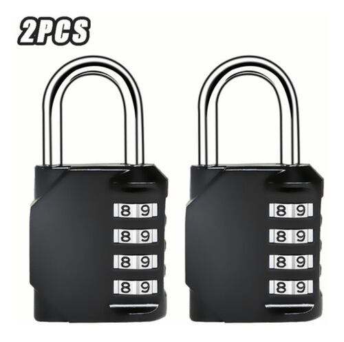 2 Candados de Seguridad Combinación de 4 Dígitos Negros