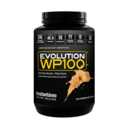 Suplemento en polvo Evolution WP100 proteínas sabor Dulce de Leche de 1.4kg
