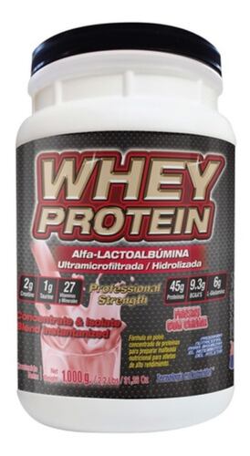 Suplemento en polvo Whey Protein 1000 Gr  Proteina Sabor Fresa con Crema 