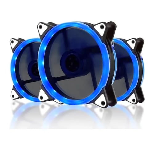 Kit De 3 Ventiladores Pc,120mm 1200rpm Disipador Rgb Azul