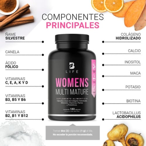 Multivitamínico Para Mujer Mayor De 40 Años 180 Cápsulas B Life