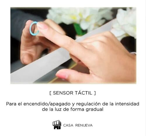 Espejo de iluminación led con apagador táctil (touch) moderno, elegante ideal para baño Casa Renueva, Bangalore