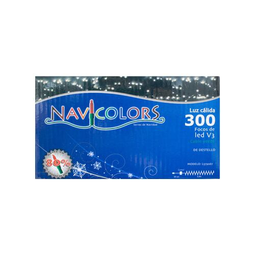 Serie Decorativa Destellos Luz Led Cálida Ámbar 300 Focos Tipo V3 Cable 9 m