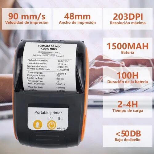 Impresora Térmica Pequeña Y Práctica Con Bluetooth De 58mm