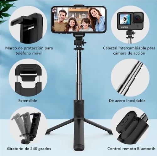 Palo Selfies Trípode  Bluetooth Selfie Stick Remoto