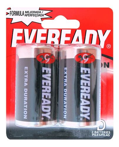 Blister 2 Pilas Zinc Carbón D 1.5v Baterías Eveready
