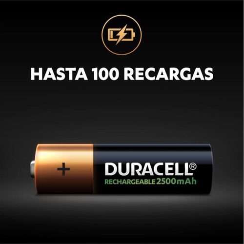 8 Pilas Baterías Recargables Duracell tamaño AA de 2500mah