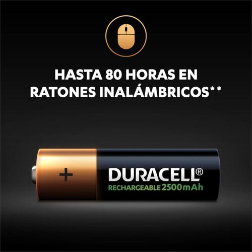 8 Pilas Baterías Recargables Duracell tamaño AA de 2500mah