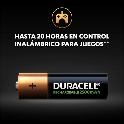 8 Pilas Baterías Recargables Duracell tamaño AA de 2500mah