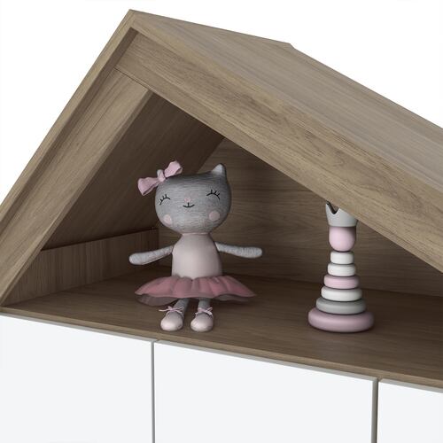 Ropero Armario Infantil para Bebé o Niño Bossa Casita Rústico/Blanco.