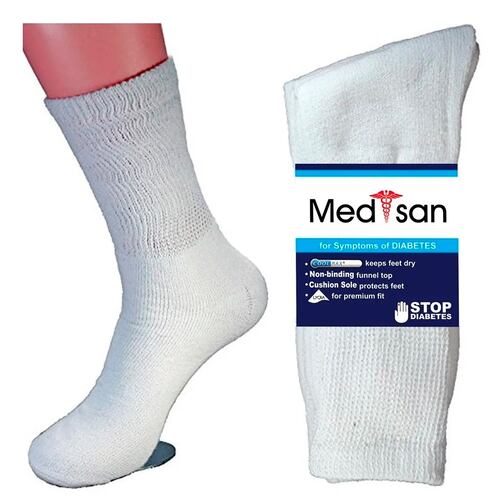 8 pares Calcetines Especializados Pie Diabetico 100% Algodon Blanco, Gris y Negro.