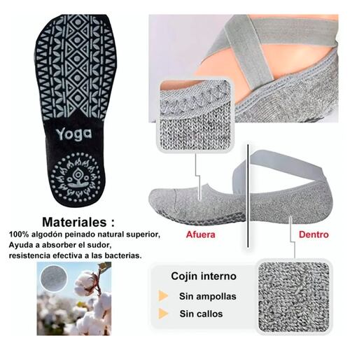 Calcetines De Yoga Danza Pilates Antiderrapantes 5 Pares