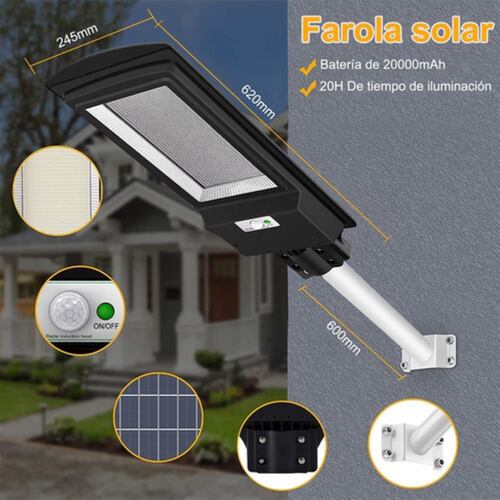 Lampara Led Solar Suburbana Focos Solares Exterior 400w