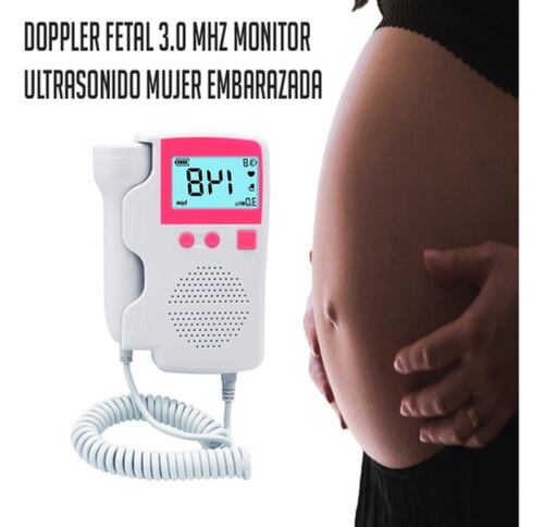 Doppler Fetal Ultrasonido Portátil Blanco con Rosa