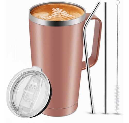 Termo De 24oz Portátil Con Calor Y Frío Oro Rosa
