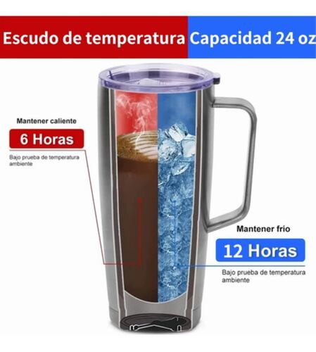 Termo De 24oz Portátil Con Calor Y Frío Oro Rosa