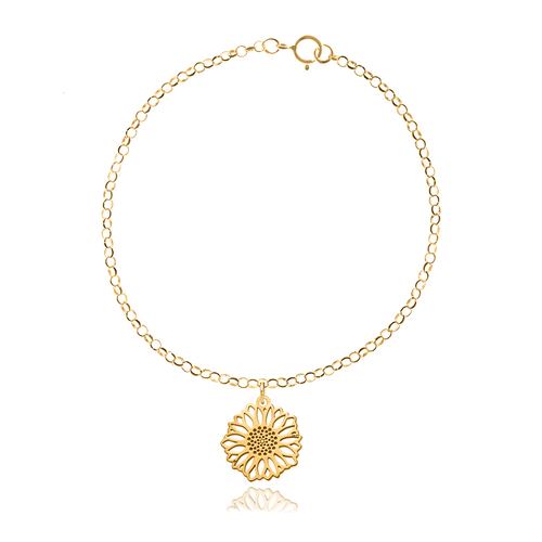 Set dije y pulsera Girasol de plata .925 con baño de oro, Joyería para Mujer de Anante Joyería
