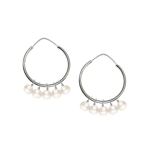Arracadas de plata .925 con 5 perlas cultivadas, Joyería para Mujer de Anante Joyería.