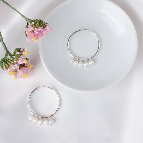 Arracadas de plata .925 con 5 perlas cultivadas, Joyería para Mujer de Anante Joyería.