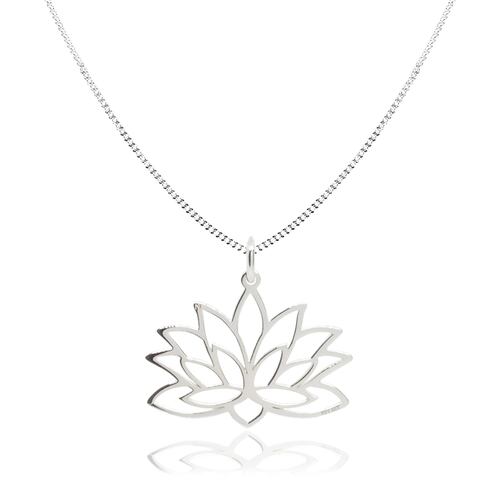 Dije Flor de loto de plata .925 con cadena, Joyería para Mujer de Anante Joyería